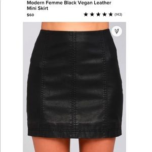 Free People Modern Femme Black Leather Skirt